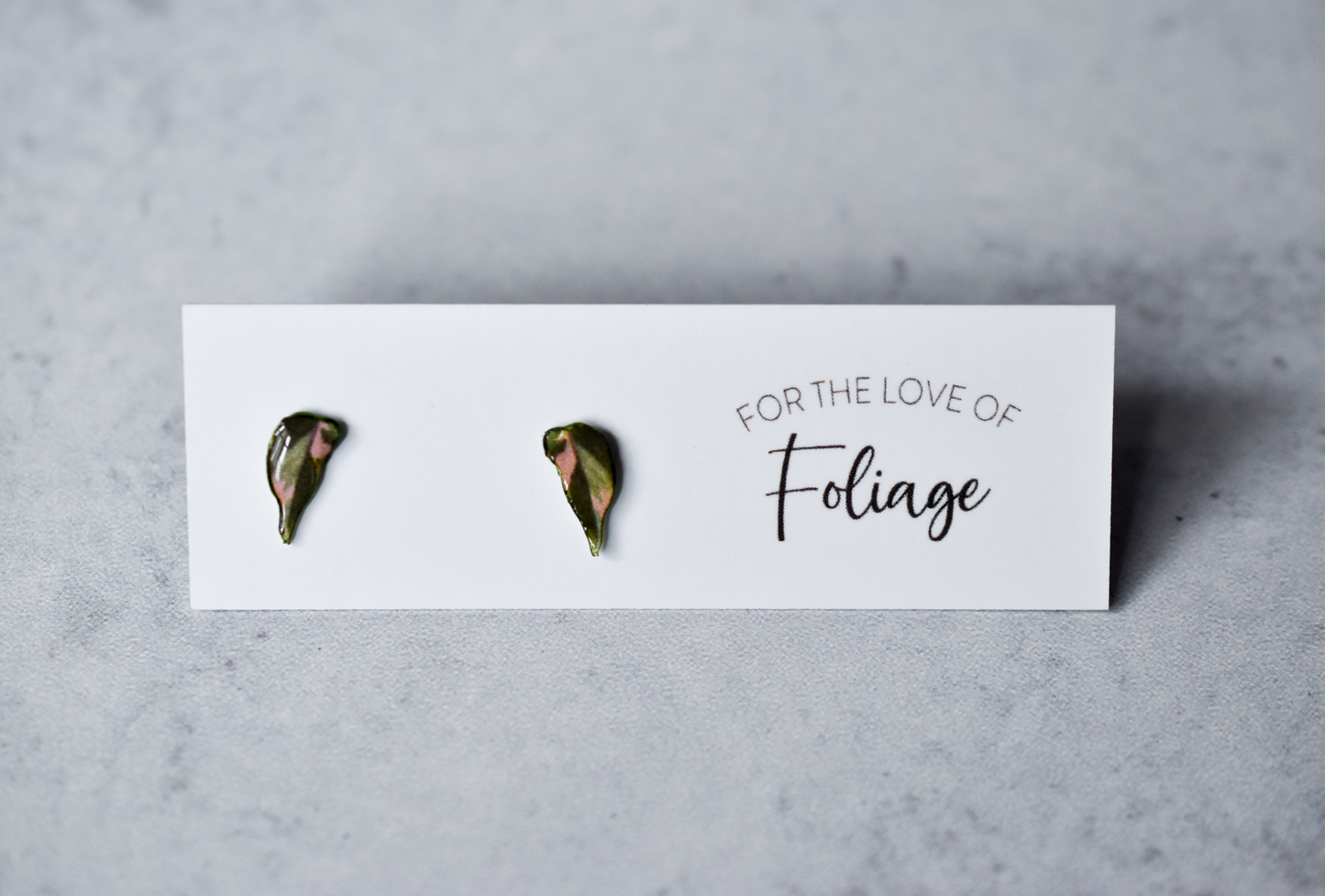Philodendron Pink Princess Stud Earrings | Leaf Earrings