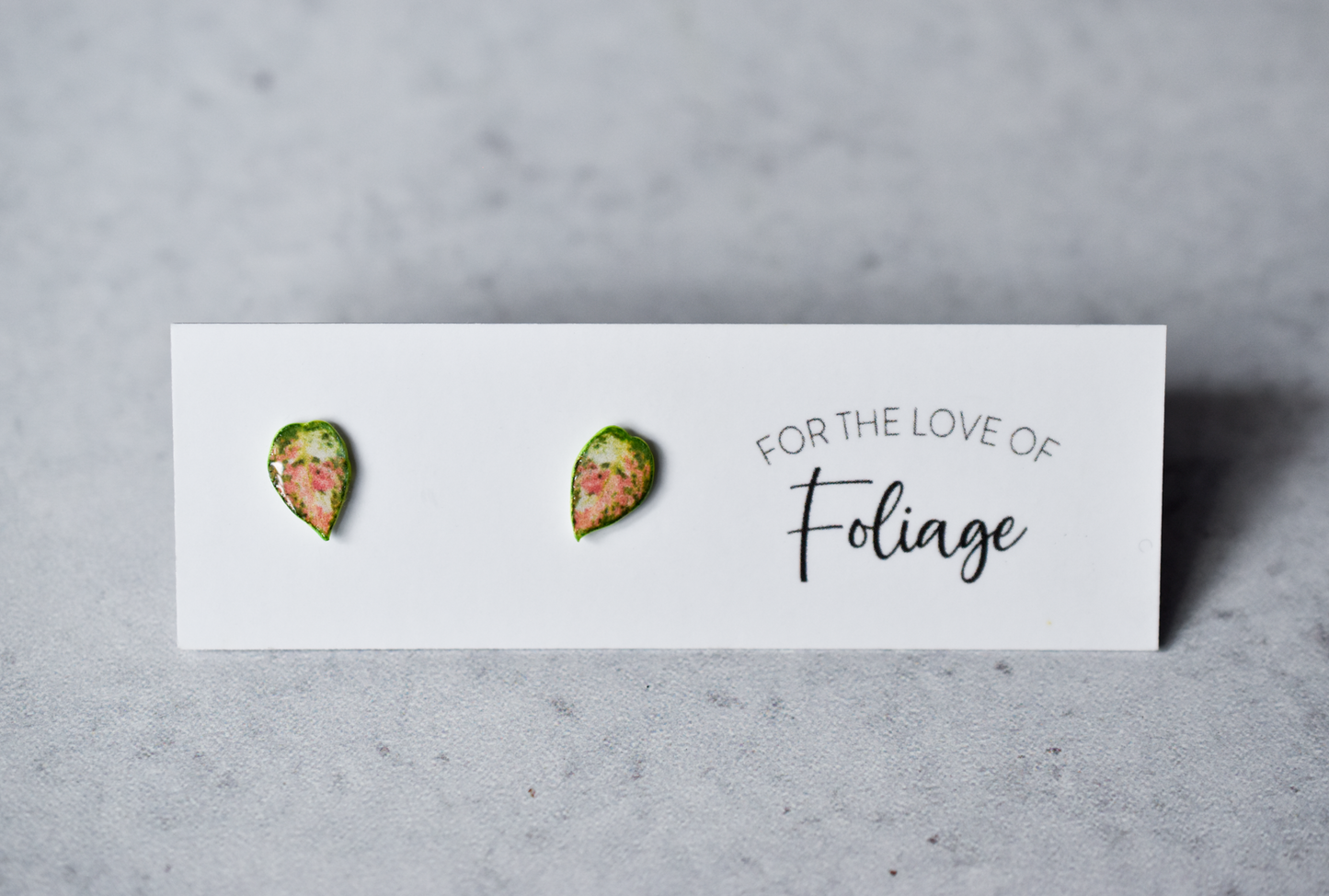 Aglaonema Favonian Stud Earrings | Leaf Earrings | Orchid Earrings