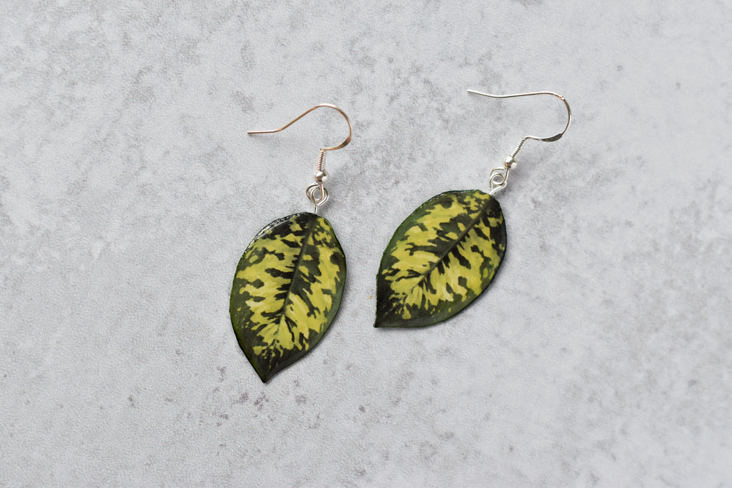 Homalomena Wallisii "Camouflage" Plant Earrings | Leaf Earrings