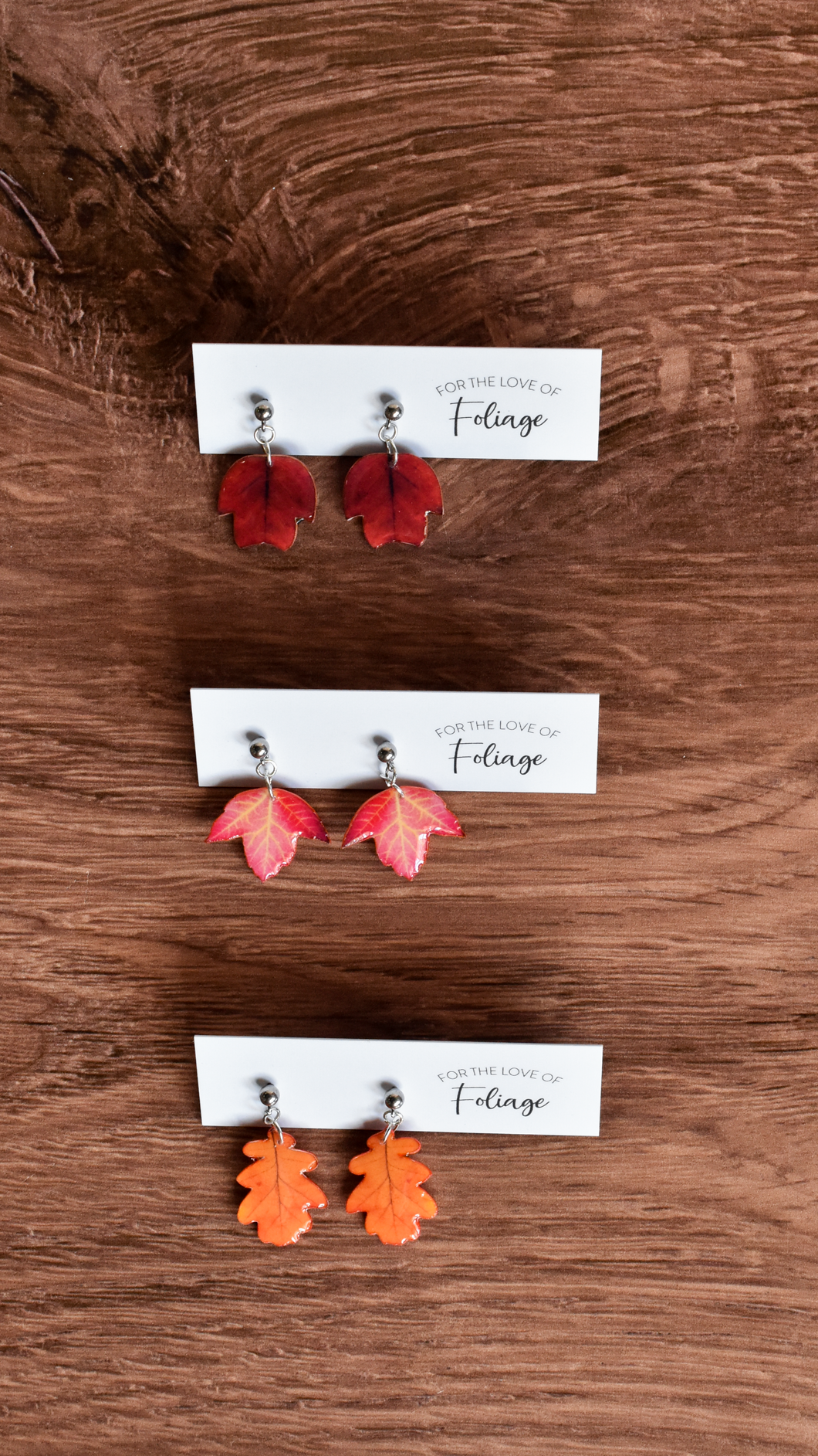 Red Sycamore Stud Plant Earrings | Leaf Earrings