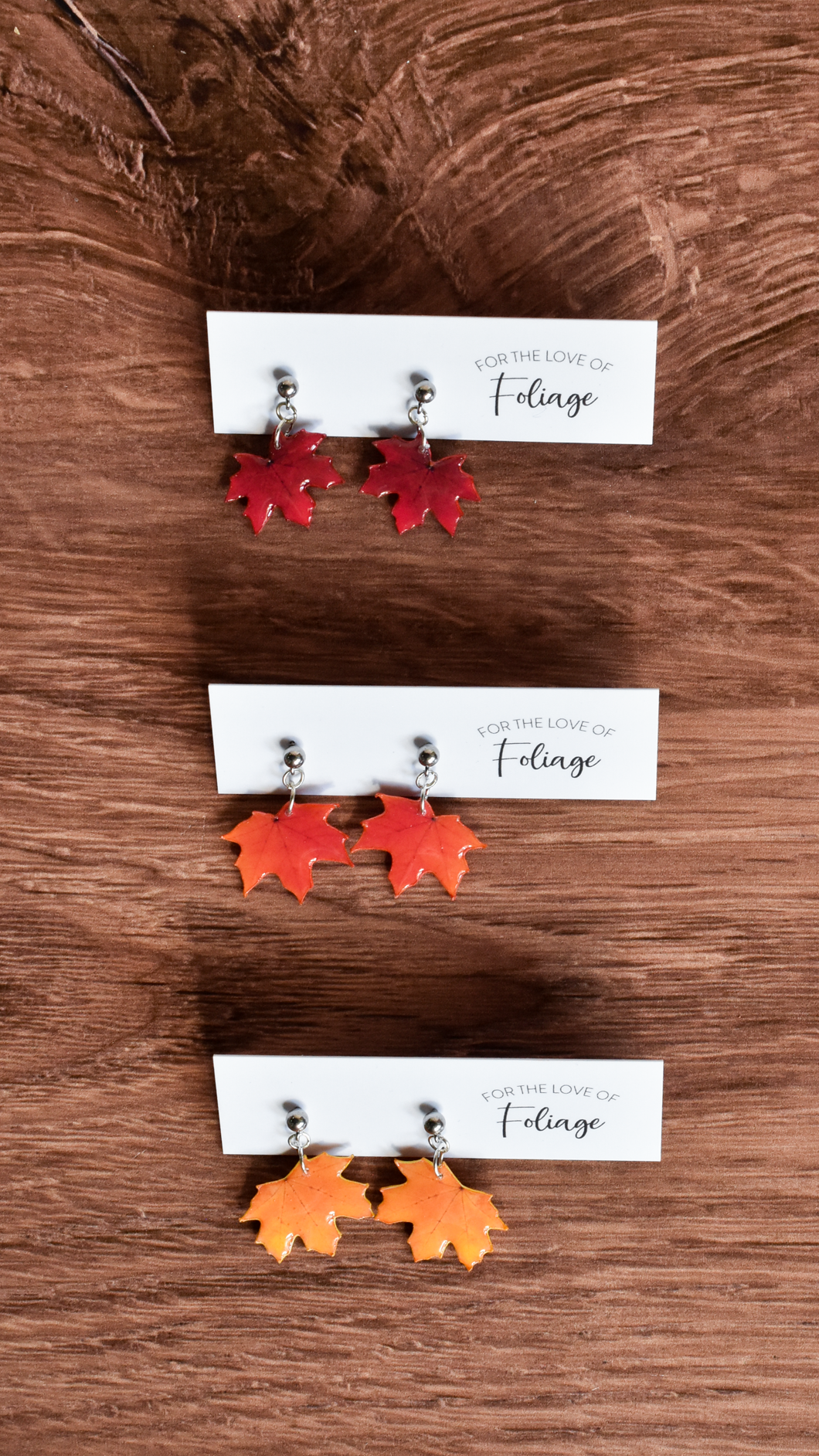 Red Maple Leaf Stud Plant Earrings | Leaf Earrings