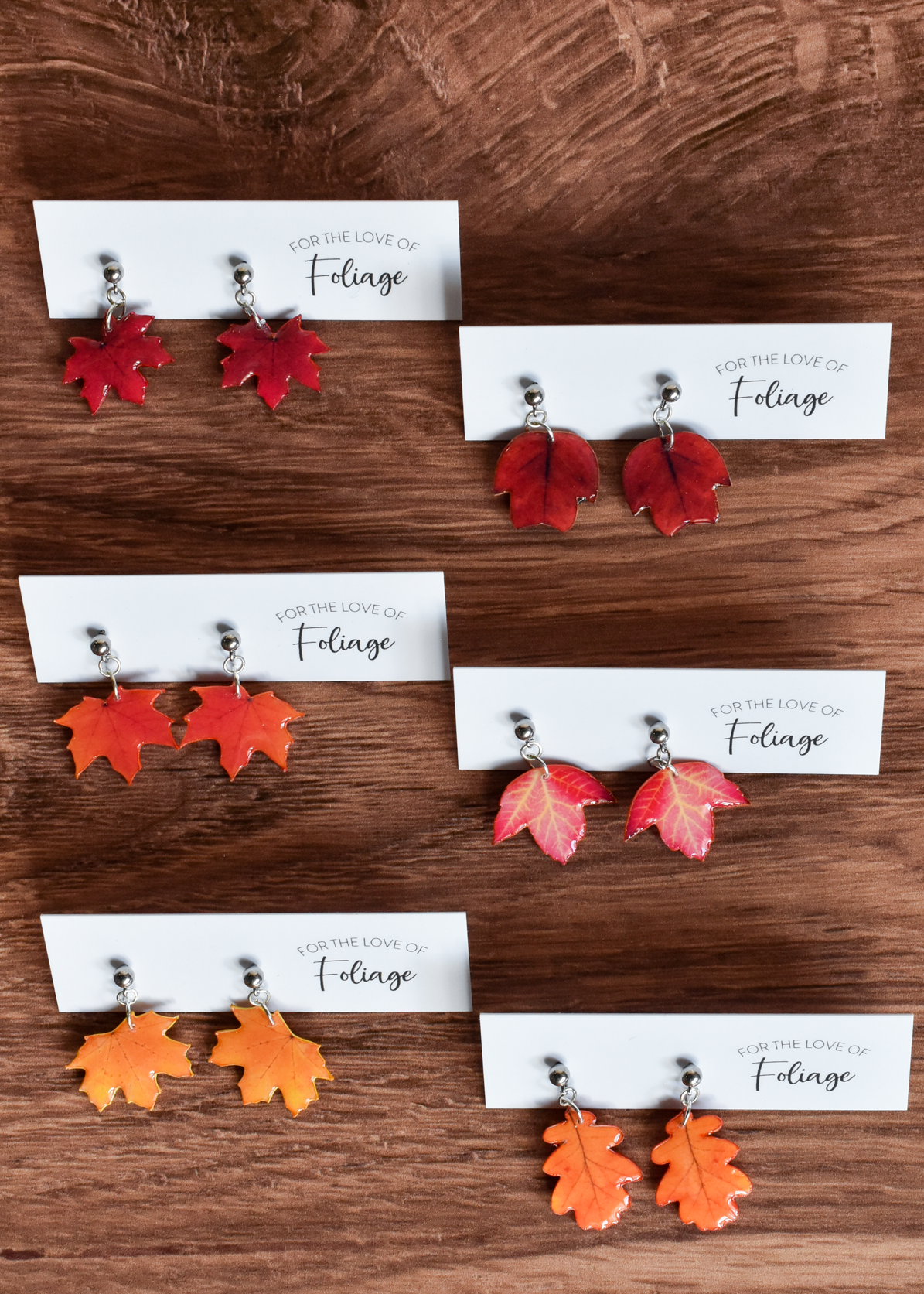 Red Maple Leaf Stud Plant Earrings | Leaf Earrings