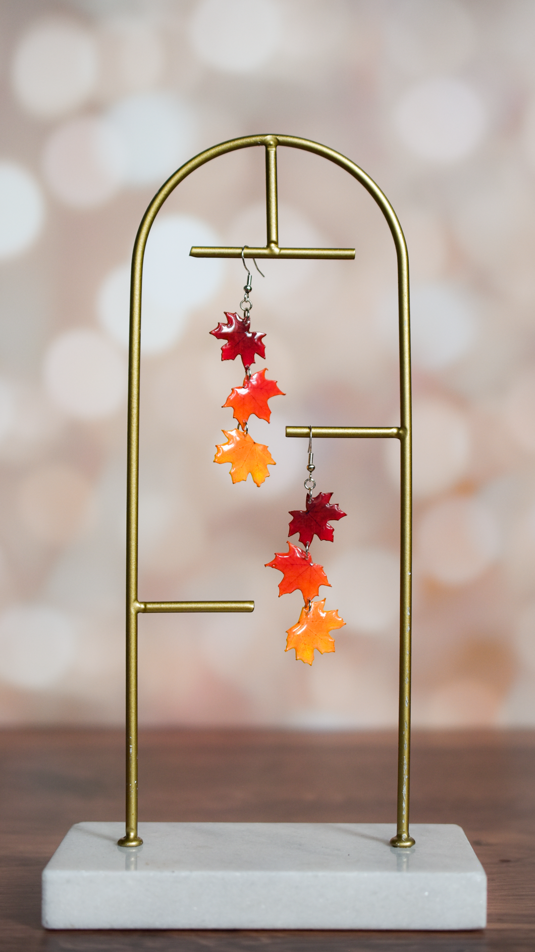 Luxe Maple Leaf Trio Dangle Earrings | Plant Earrings | Fall Foliage