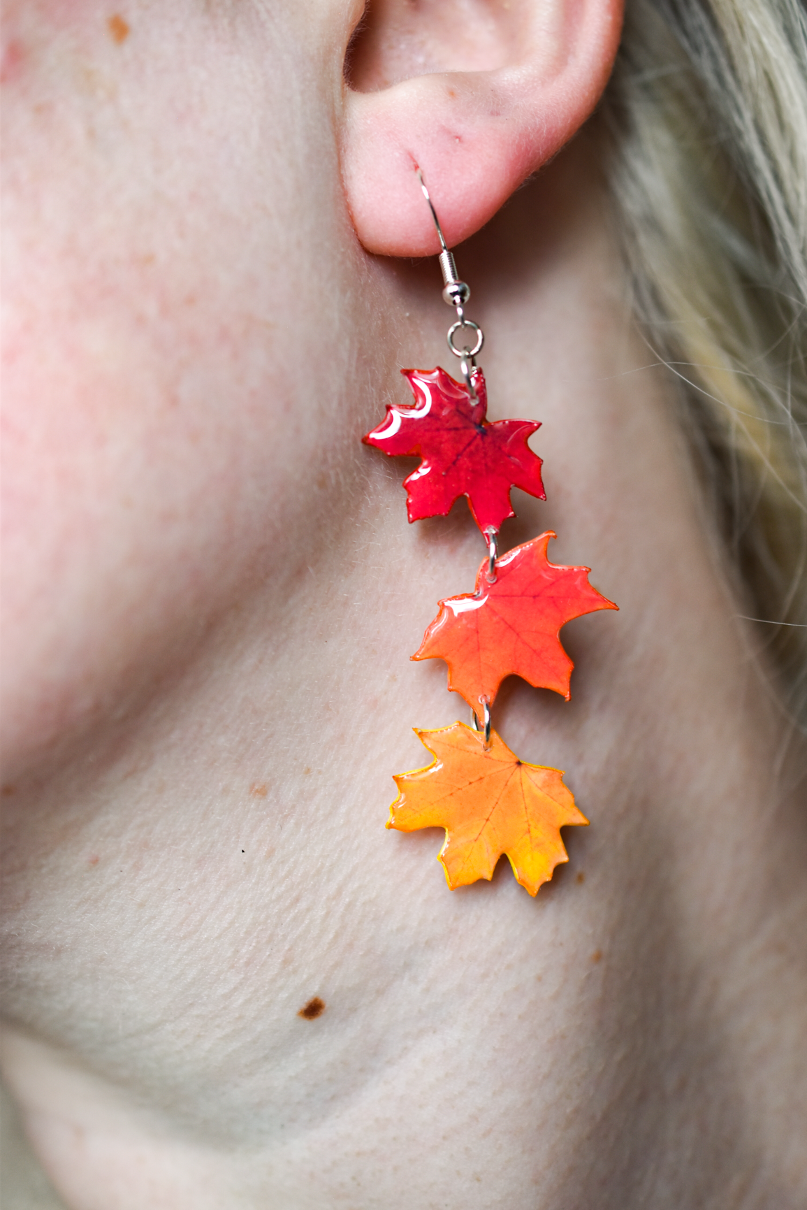 Luxe Maple Leaf Trio Dangle Earrings | Plant Earrings | Fall Foliage