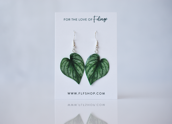 Philodendron Mamei Silver Plant Earrings | Leaf Earrings