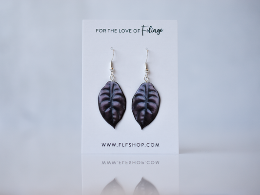 Alocasia Cuprea “Red Secret” Plant Earrings | Leaf Earrings