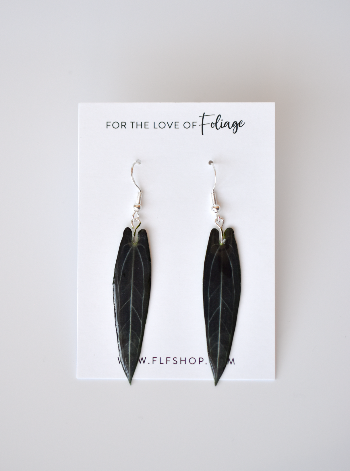 Anthurium Warocqueanum Queen Dark Form Plant Earrings | Leaf Earrings