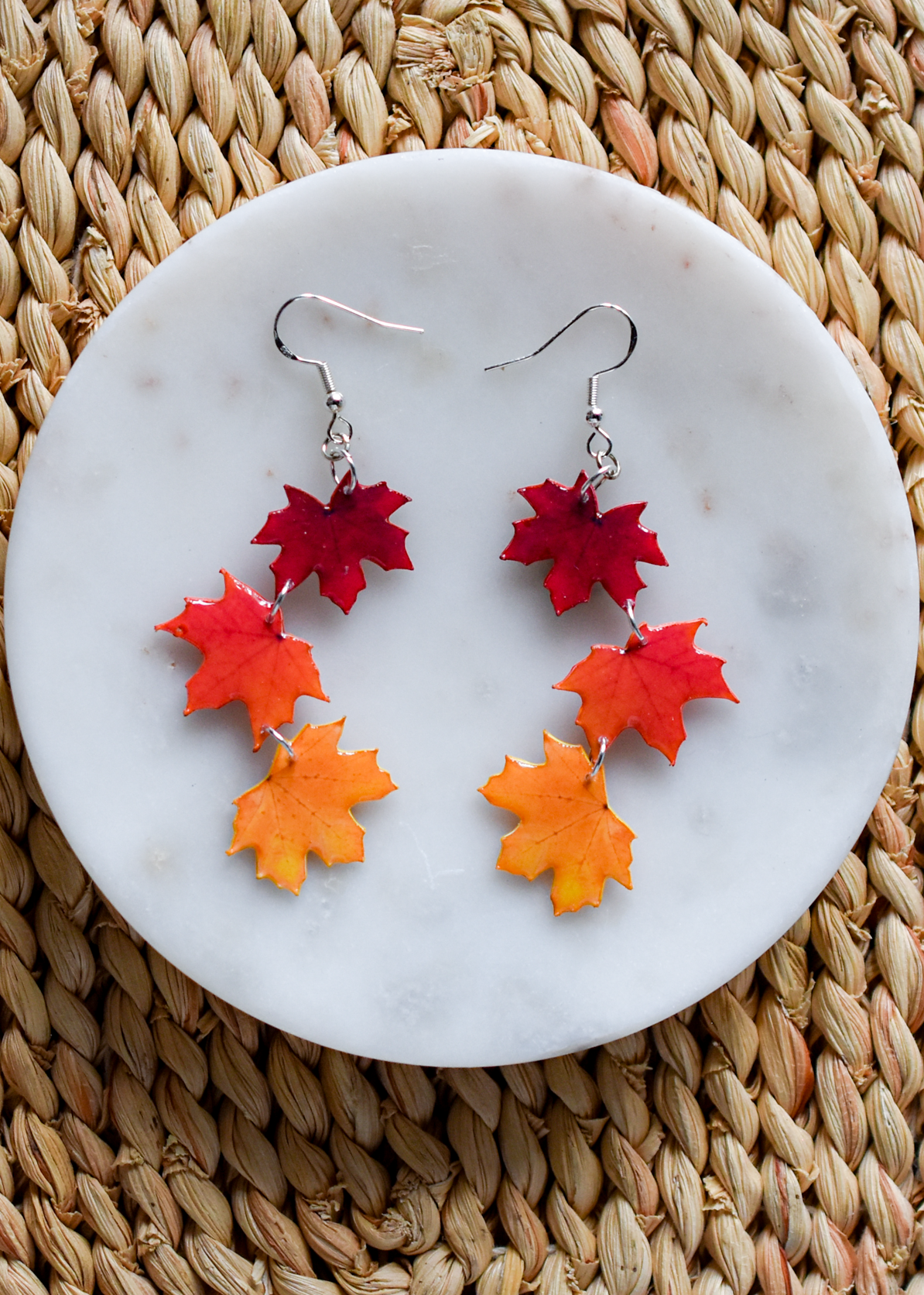 Luxe Maple Leaf Trio Dangle Earrings | Plant Earrings | Fall Foliage