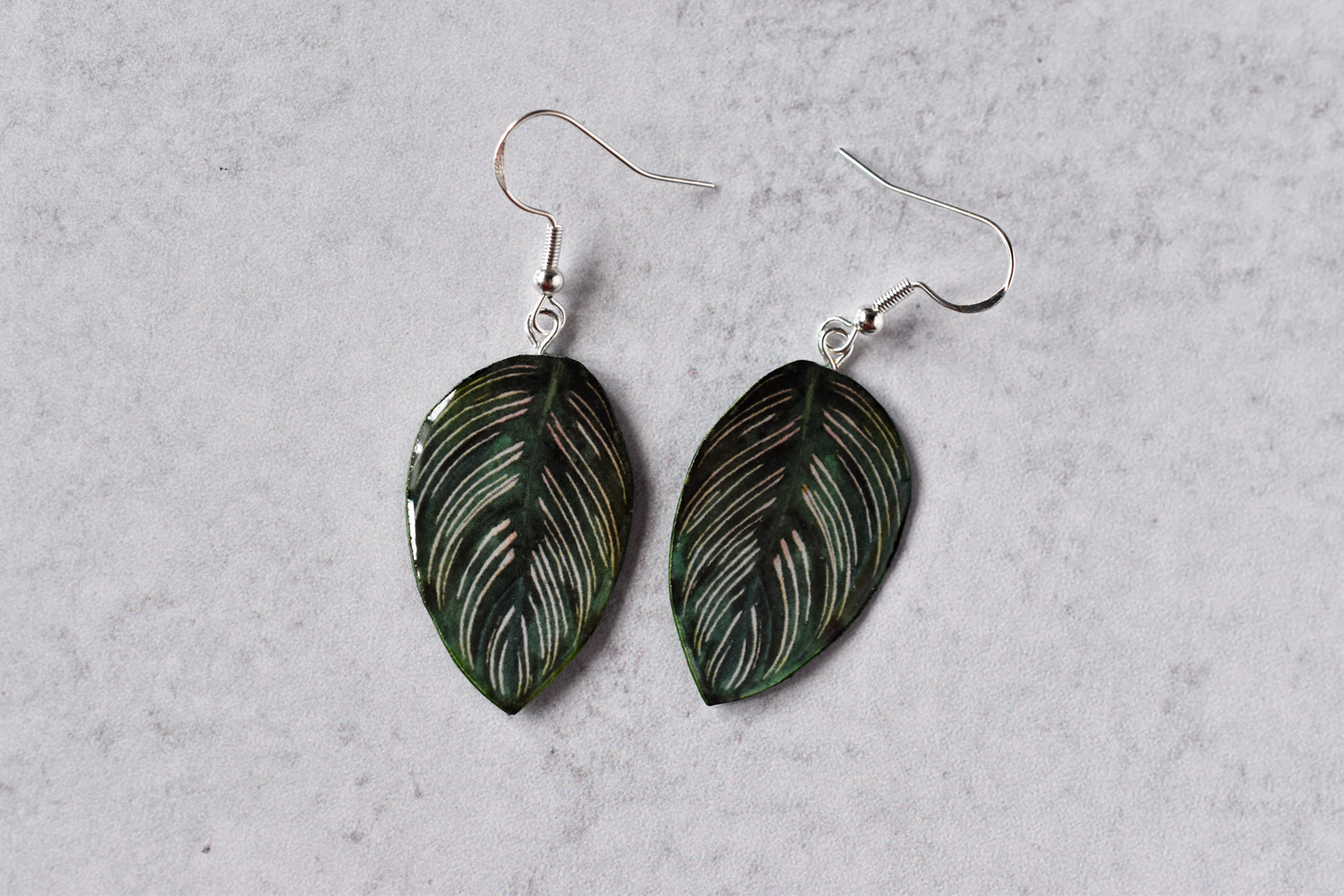 Calathea Ornata "Pink Stripe" Plant Earrings | Leaf Earrings