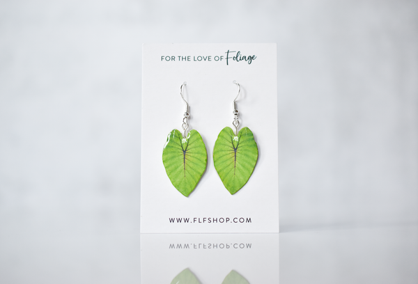 Colocasia Blue Hawaii Plant Earrings | Leaf Earrings
