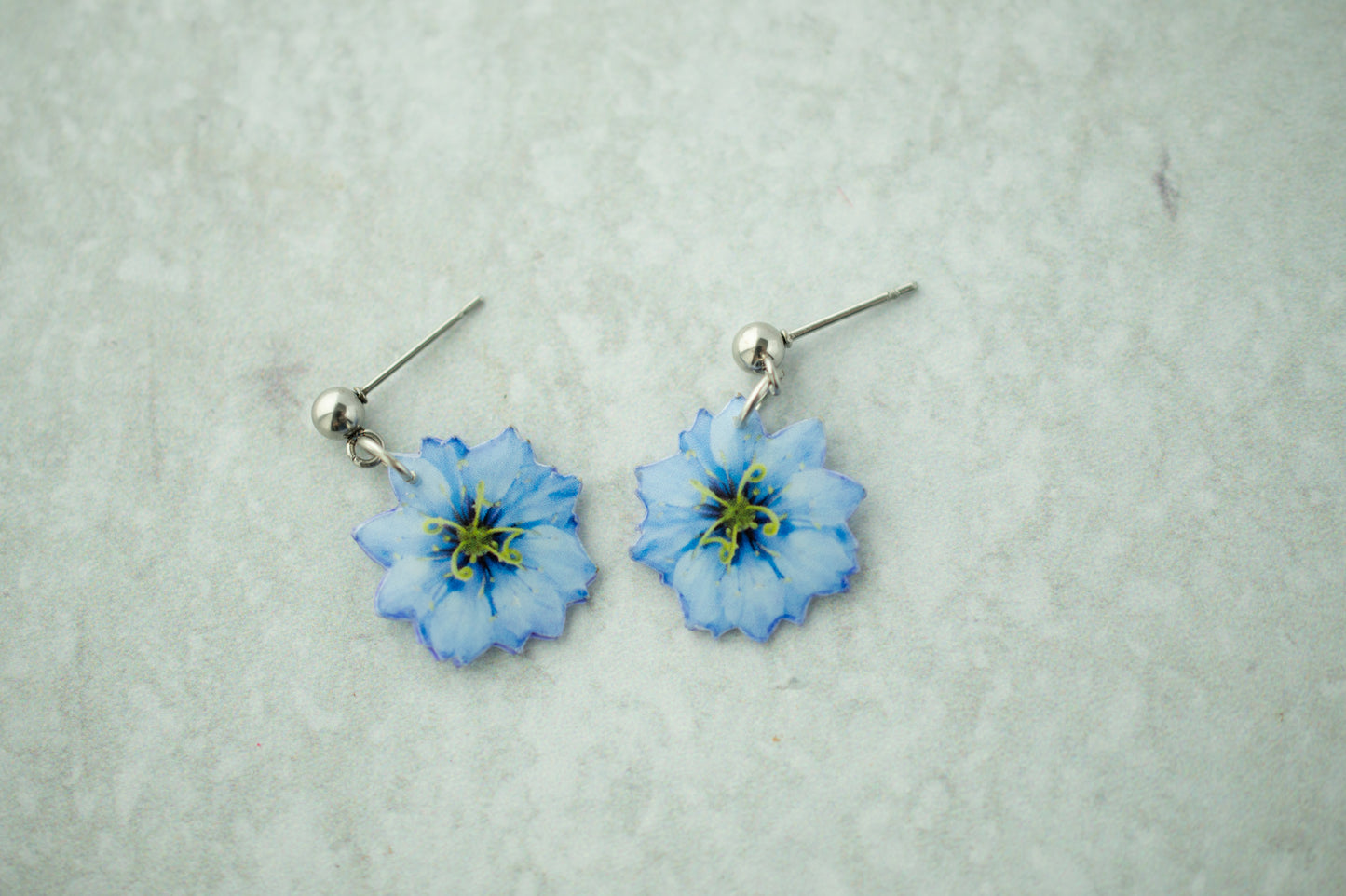 Nigella Damascena 'Love-in-a-Mist' Blossom Flower Earrings
