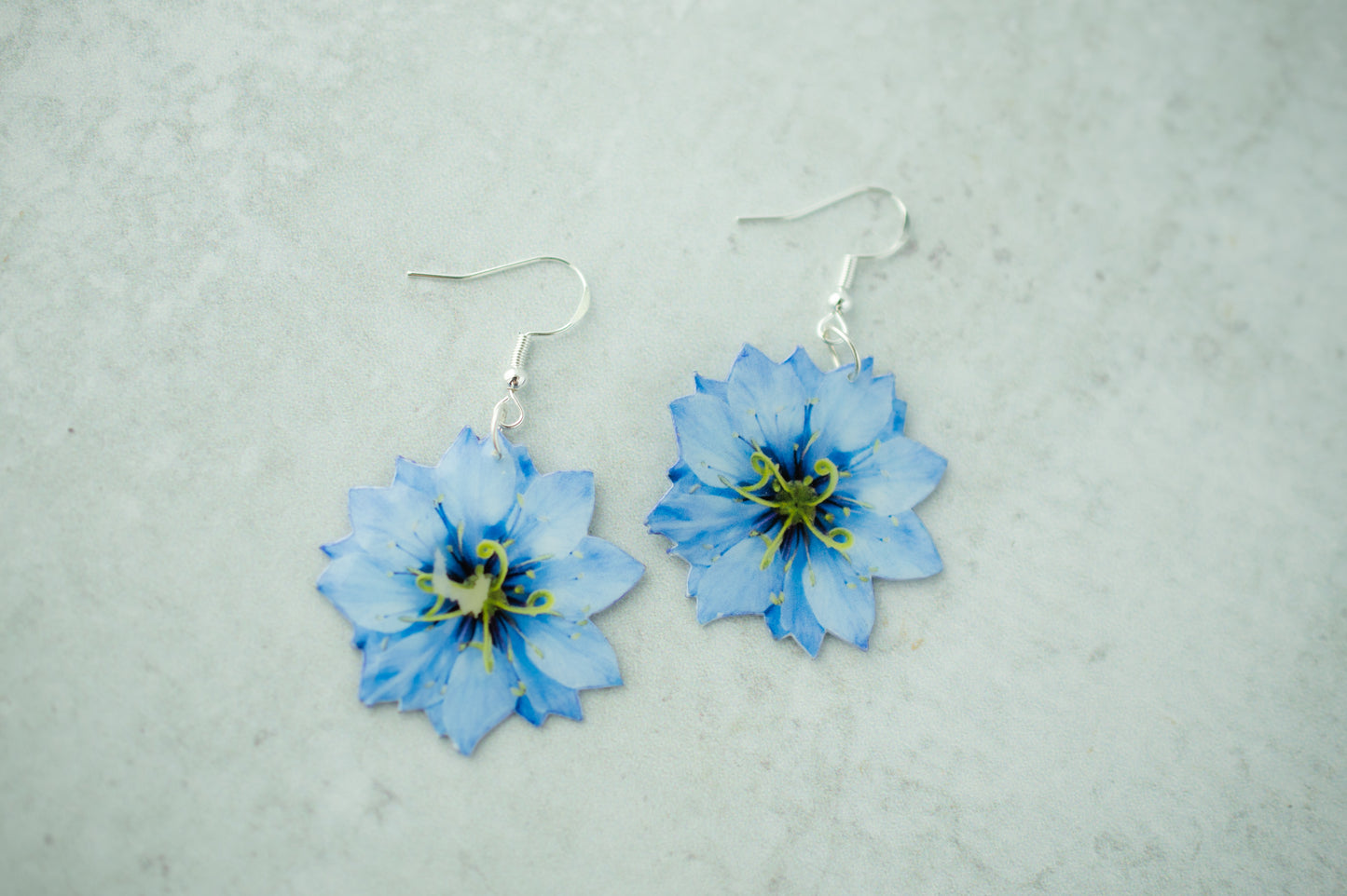 Nigella Damascena 'Love-in-a-Mist' Blossom Flower Earrings