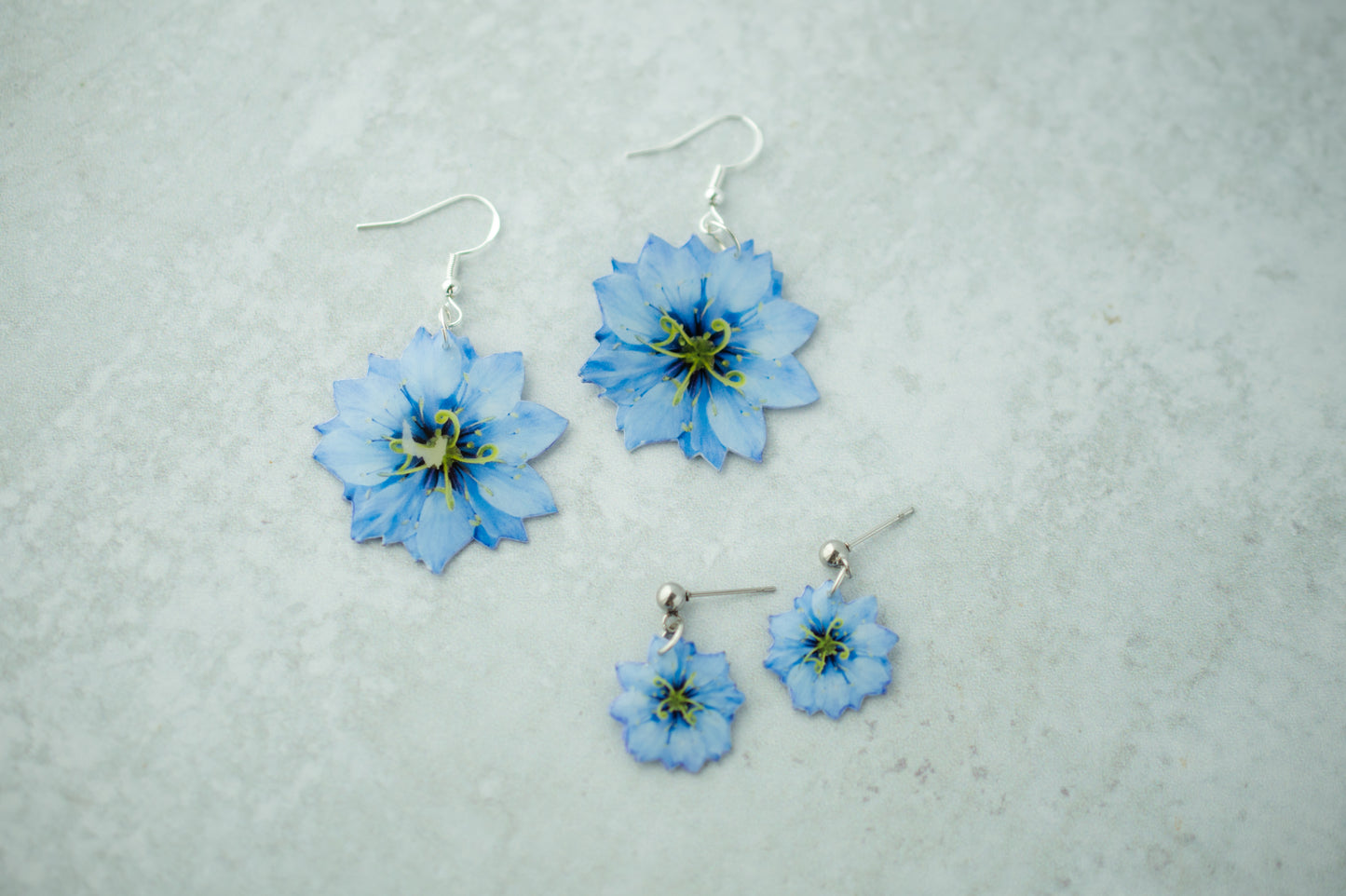 Nigella Damascena 'Love-in-a-Mist' Blossom Flower Earrings