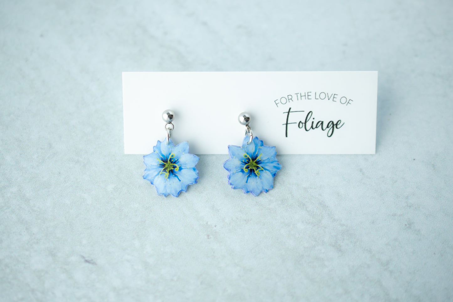 Nigella Damascena 'Love-in-a-Mist' Blossom Flower Earrings