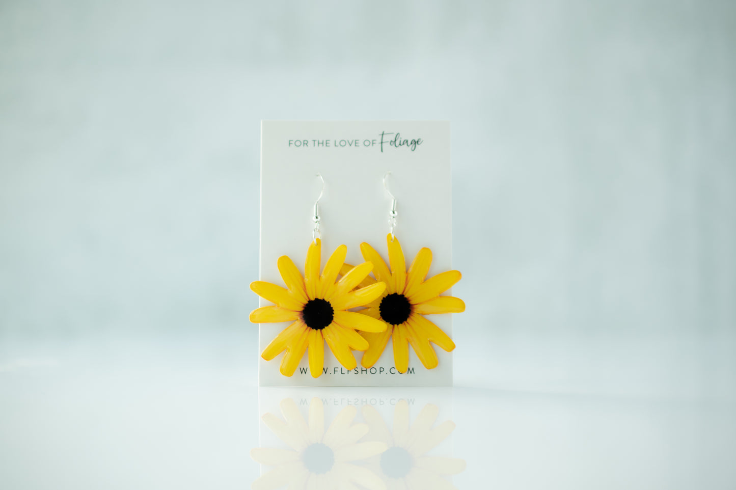 Black Eyed Susan Blossom Flower Earrings & Necklace