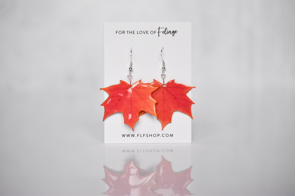 Orange Maple Leaf Plant Earrings | Leaf Earrings
