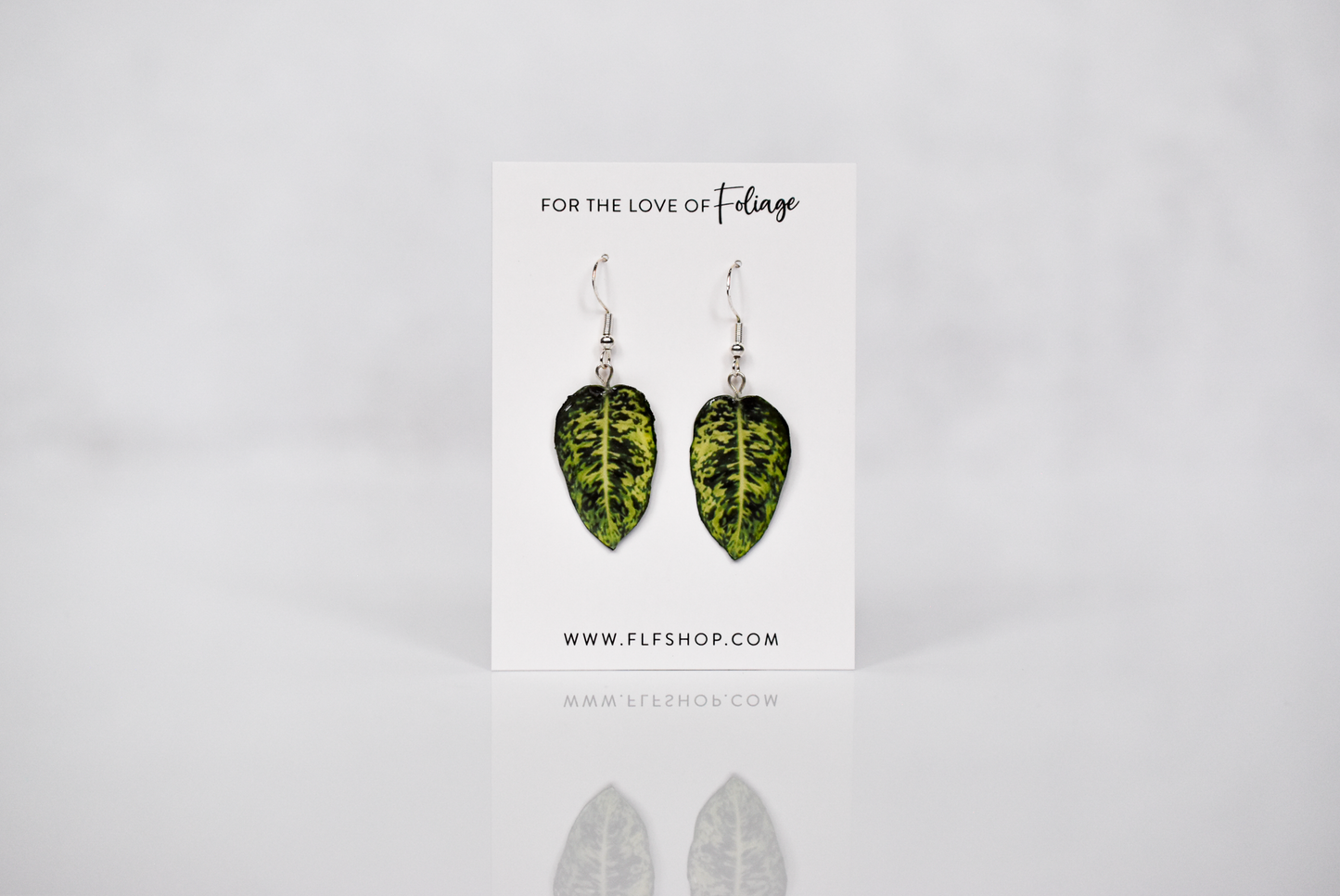 Dieffenbachia "Reflector" Plant Earrings | Leaf Earrings