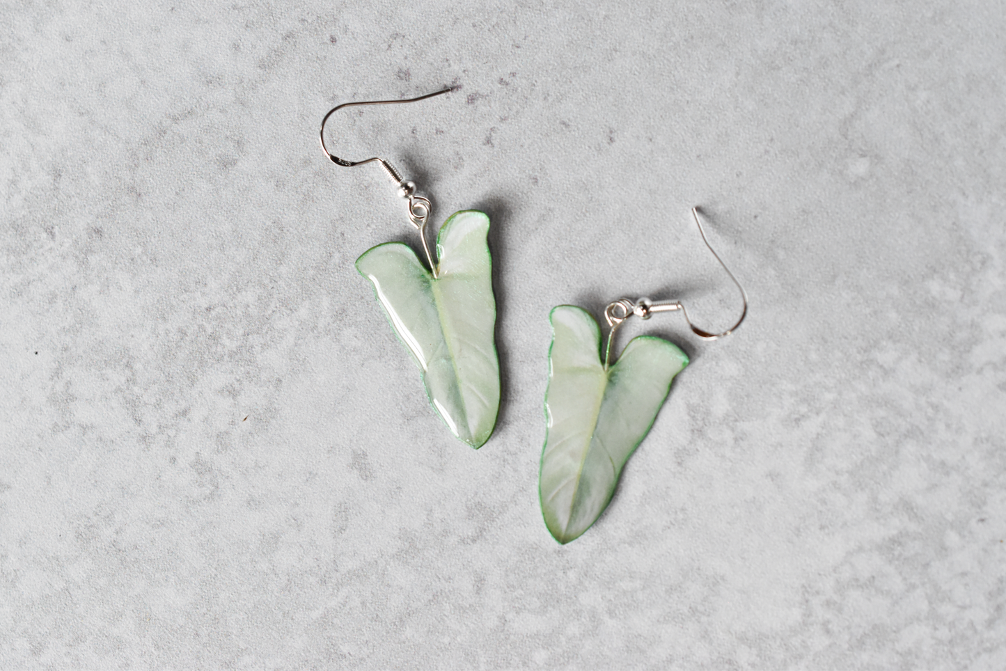 Philodendron Silver Sword Iridescent Plant Earrings | Leaf Earrings