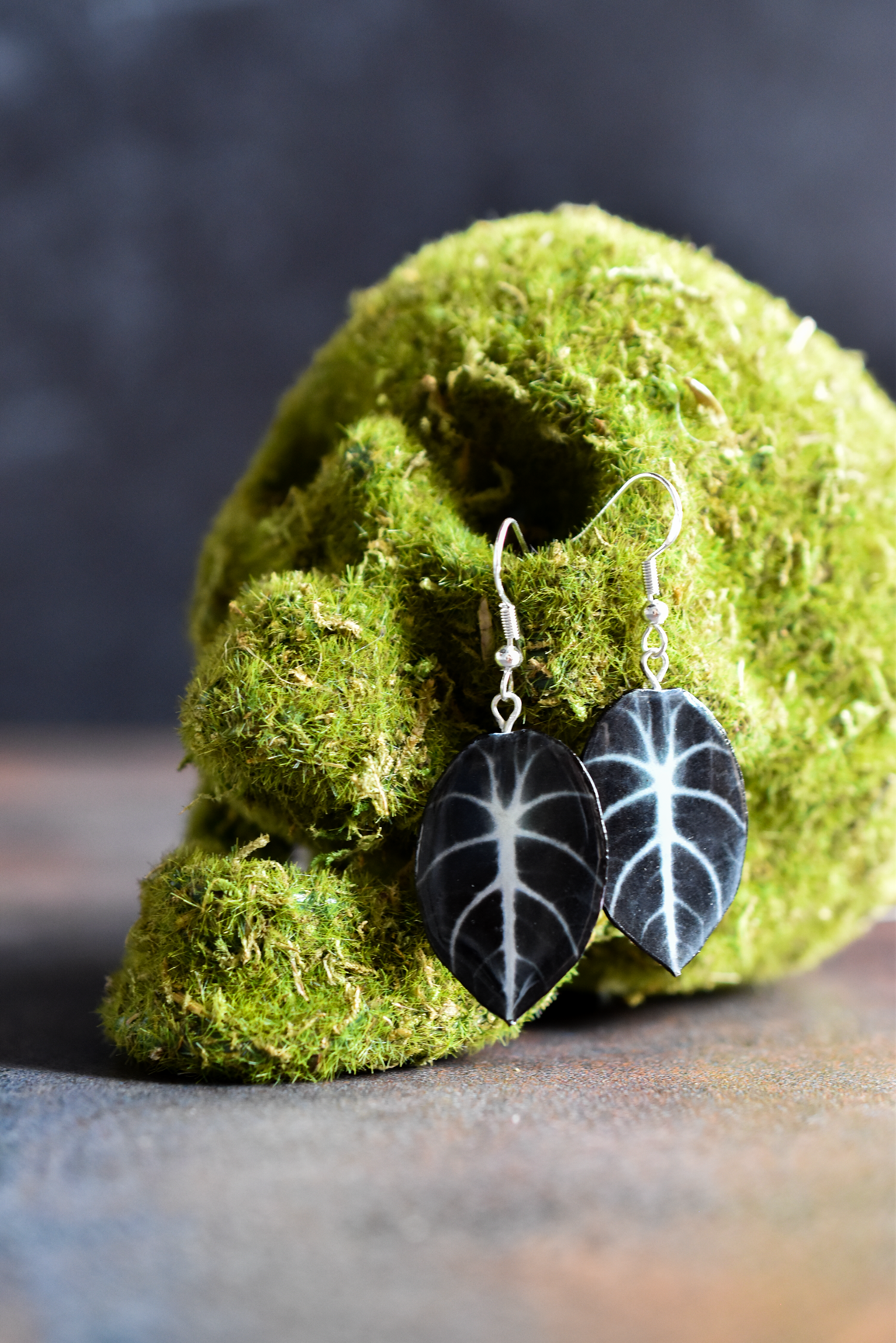 Alocasia Ninja Black Plant Earrings | Leaf Earrings