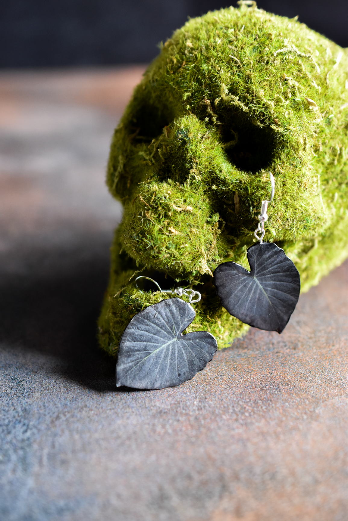 Colocasia Black Magic Witchy Plant Earrings | Leaf Earrings