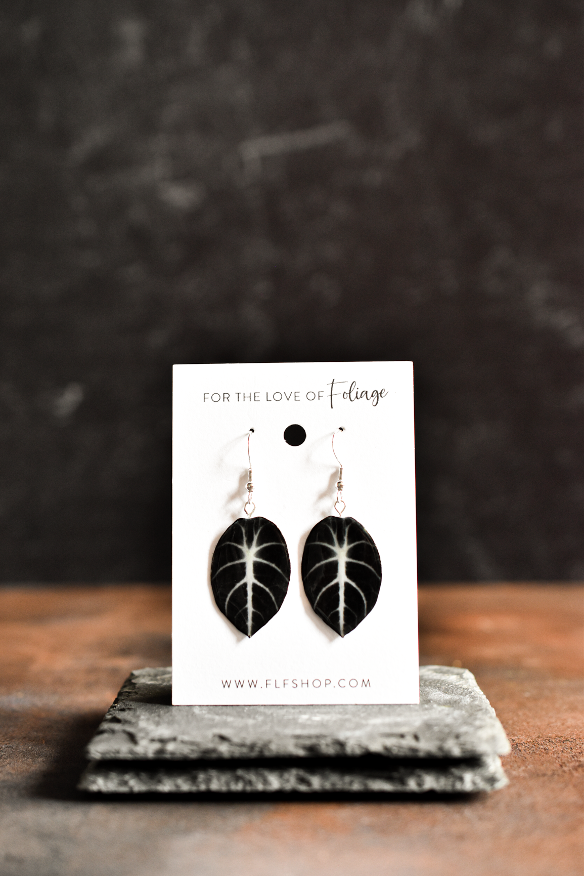 Alocasia Ninja Black Plant Earrings | Leaf Earrings