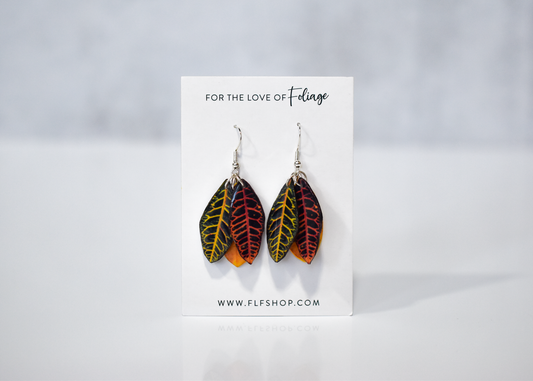 Luxe Croton Leaf Cluster Plant Earrings | Leaf Earrings