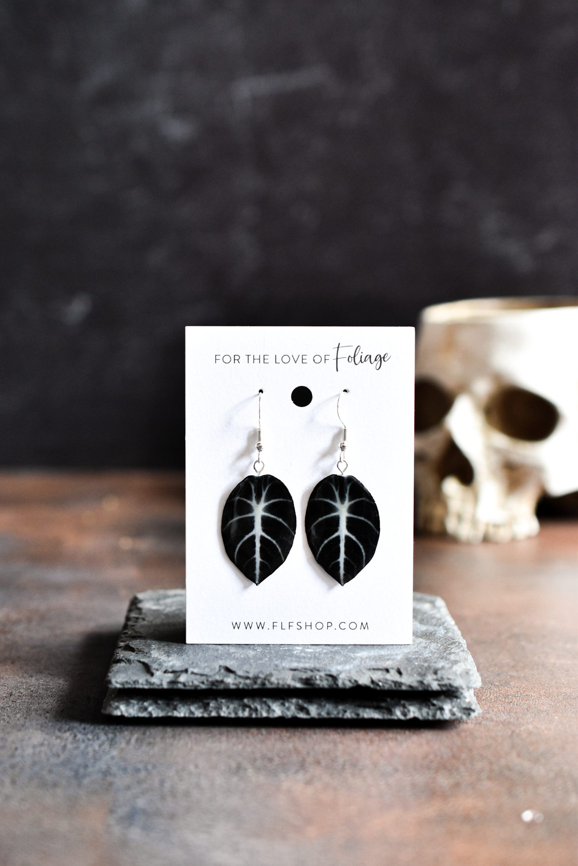 Alocasia Ninja Black Plant Earrings | Leaf Earrings