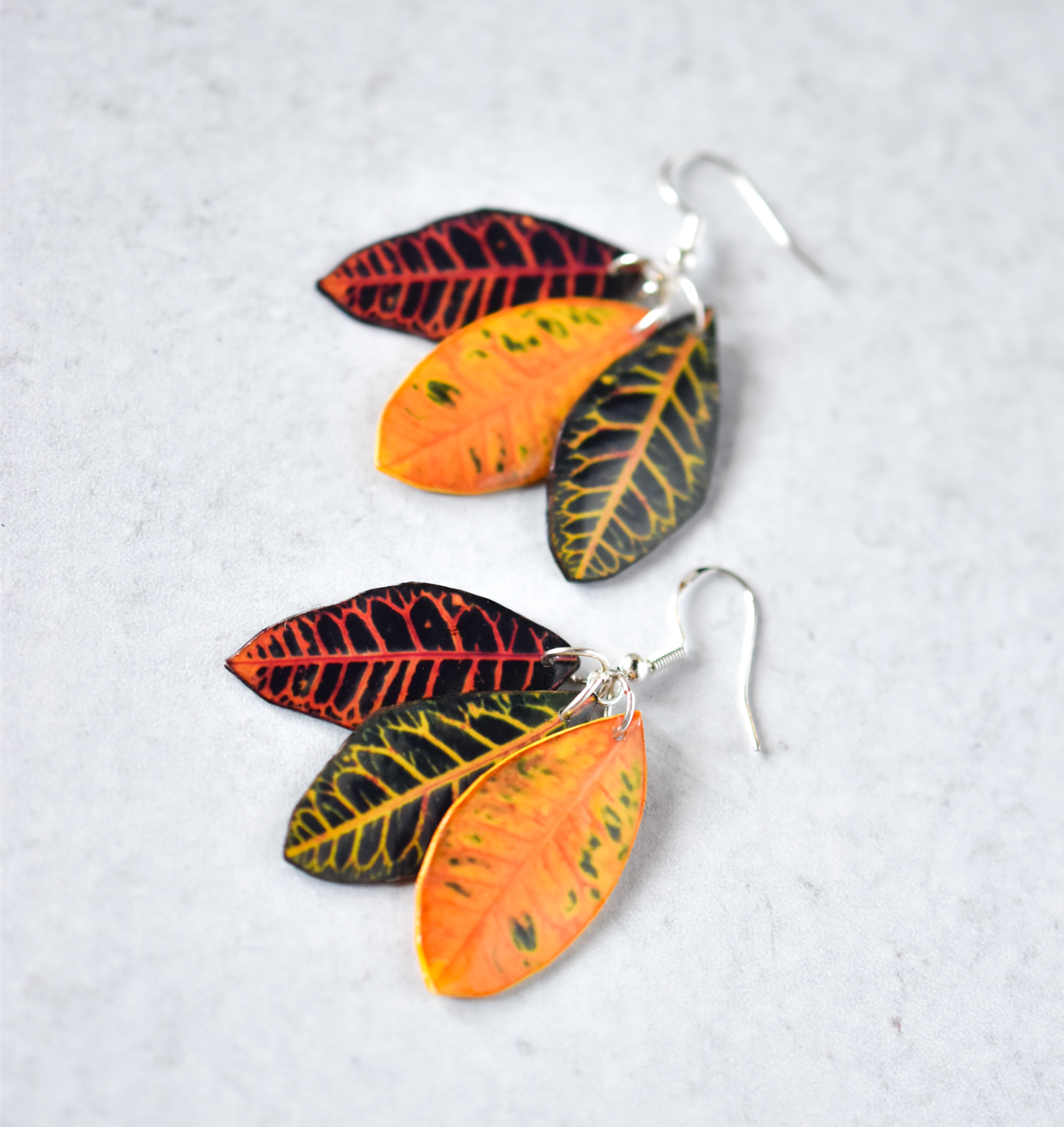 Croton Leaf Cluster Plant Earrings | Leaf Earrings