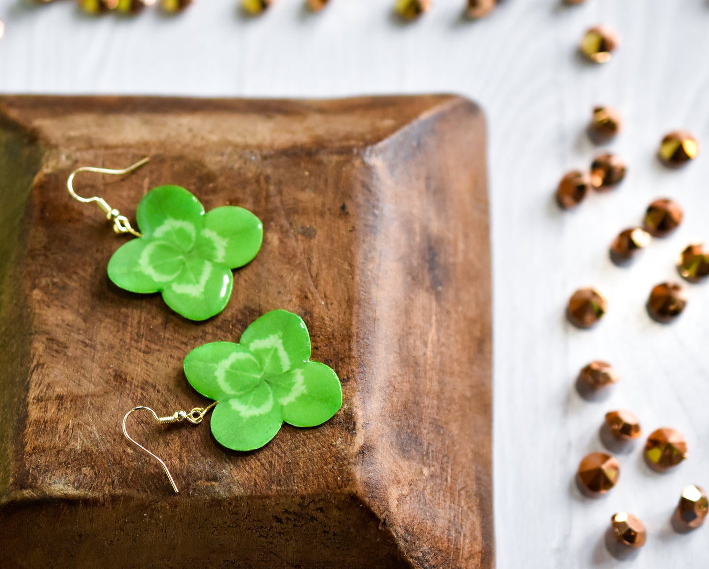 Lucky Shamrock 4-Leaf Clover Earrings | Leaf Earrings | Plant Earrings