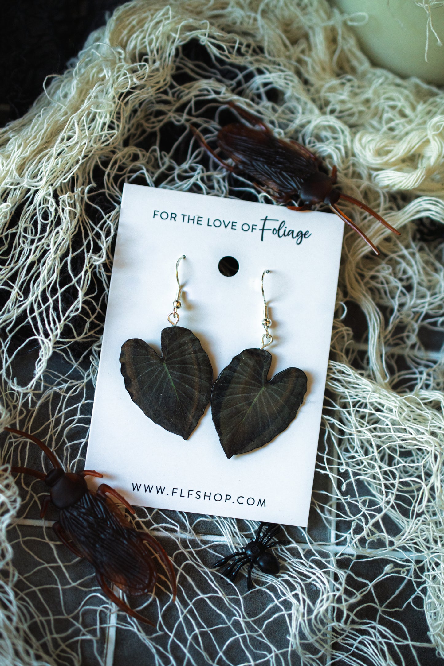 Colocasia Black Magic Witchy Plant Earrings | Leaf Earrings