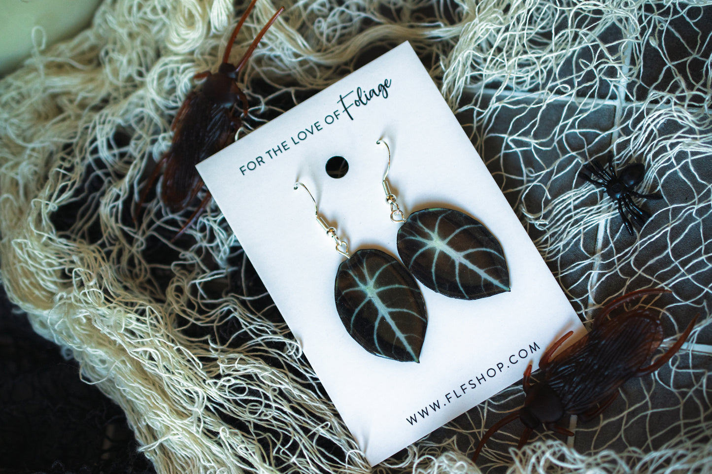Alocasia Ninja Black Plant Earrings | Leaf Earrings