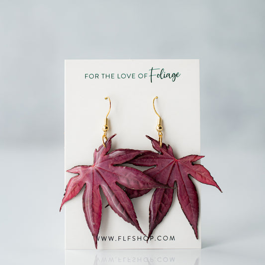 Japanese Maple Leaf Plant Earrings | Leaf Earrings