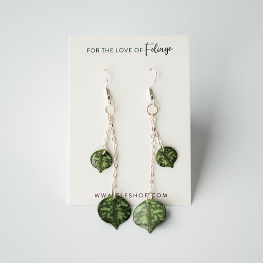 Luxe Hoya Curtisii Duo Trailing Leaf Plant Earrings