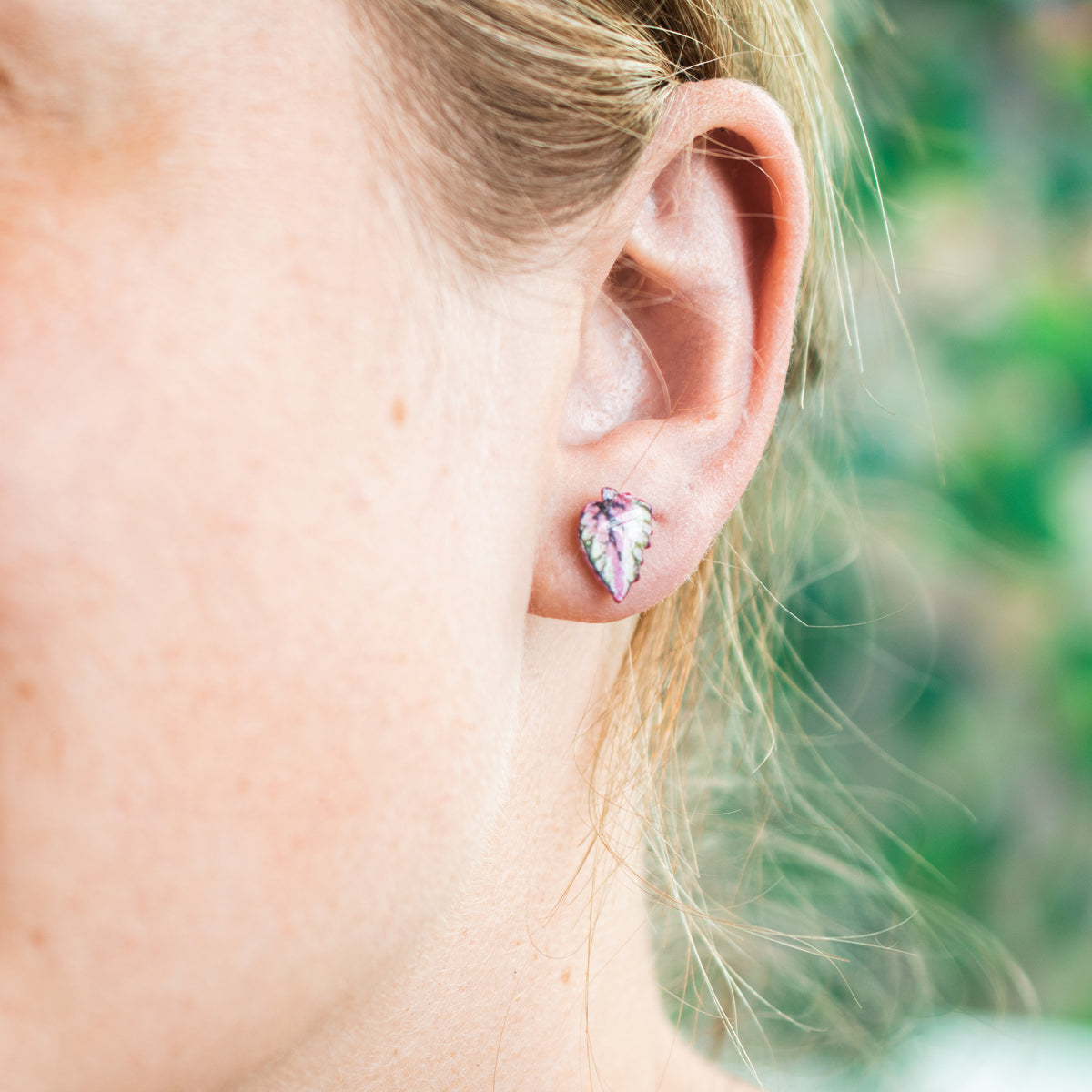 Rex Begonia Salsa Stud Earrings | Leaf Earrings