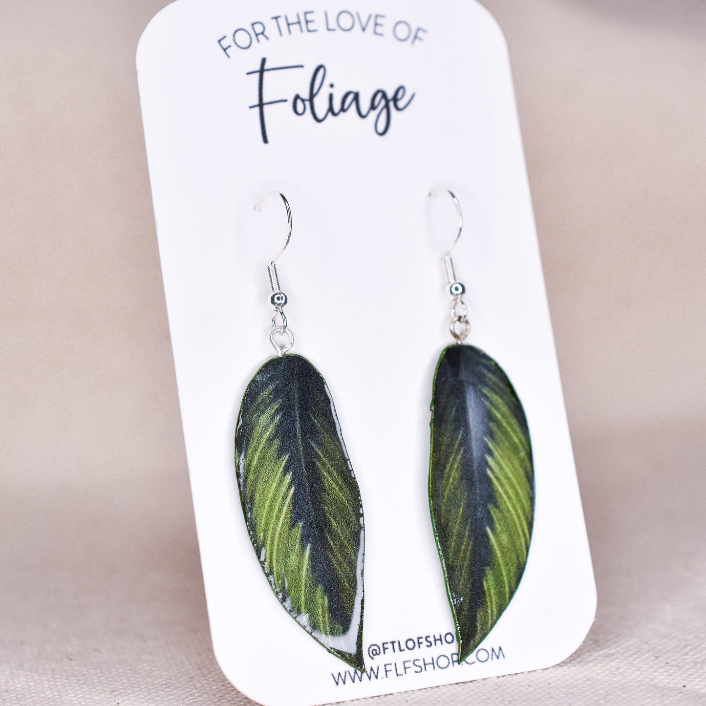 Calathea "Beauty Star" Plant Earrings | Leaf Earrings
