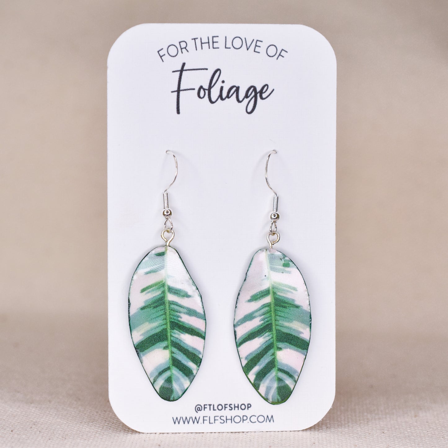 Variegated Banana Plant Earrings | Leaf Earrings