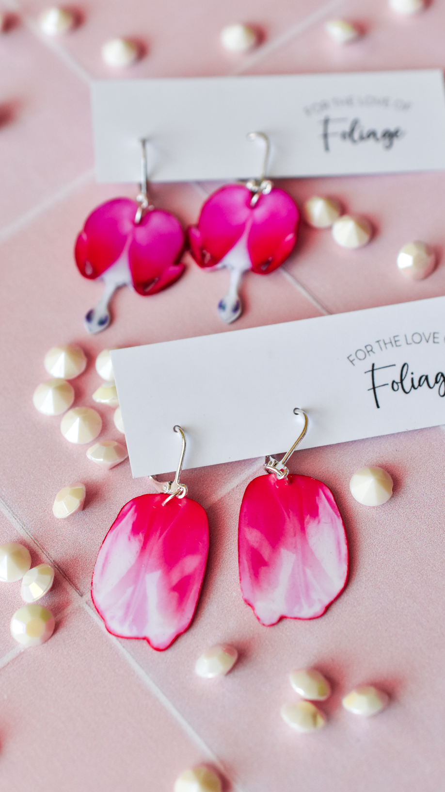 Pink Tulip Plant Earrings