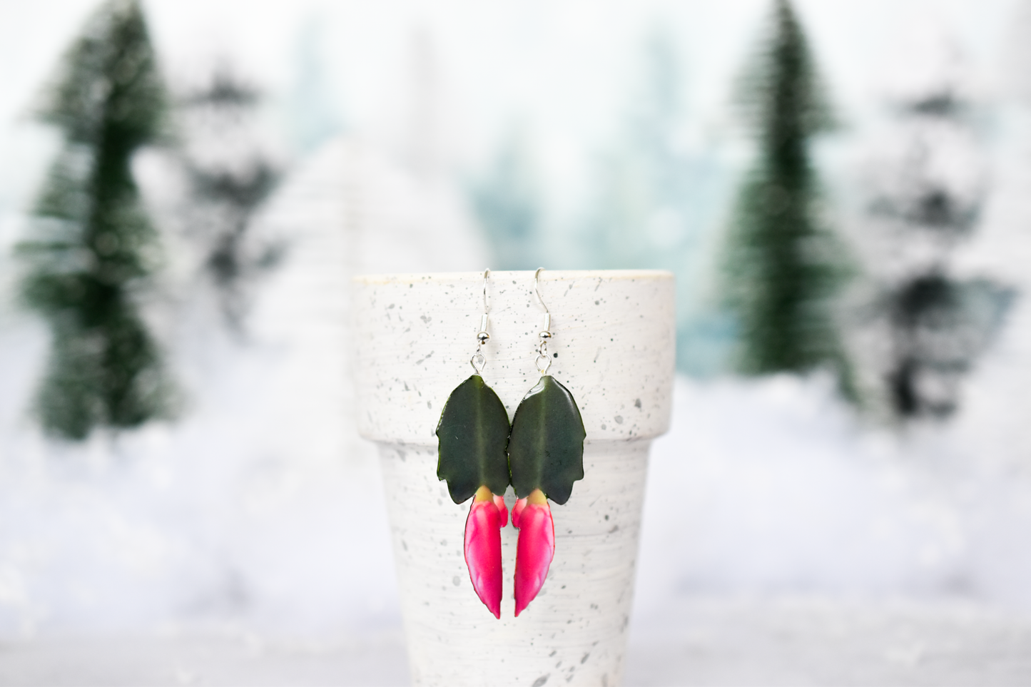 Holiday Cactus Plant Earrings | Leaf Earrings | Christmas Cactus | Thanksgiving Cactus