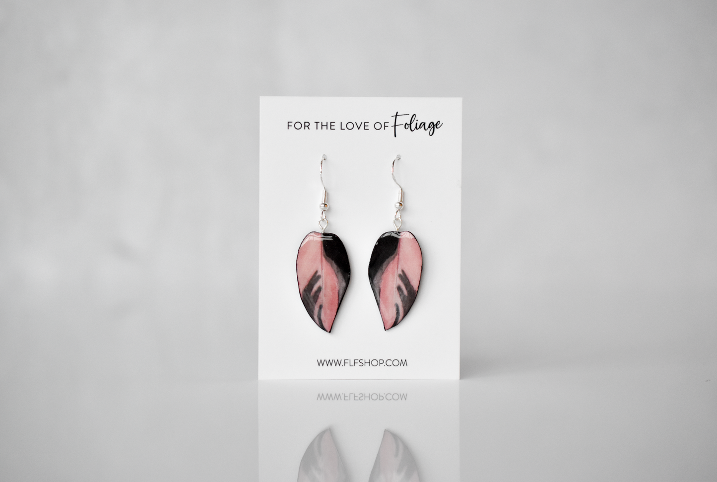 Philodendron Pink Princess "PPP" Dark Plant Earrings | Leaf Earrings