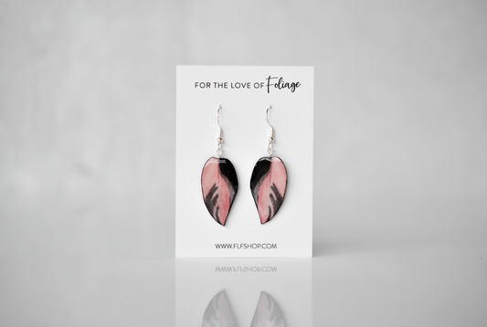 Philodendron Pink Princess "PPP" Dark Plant Earrings | Leaf Earrings