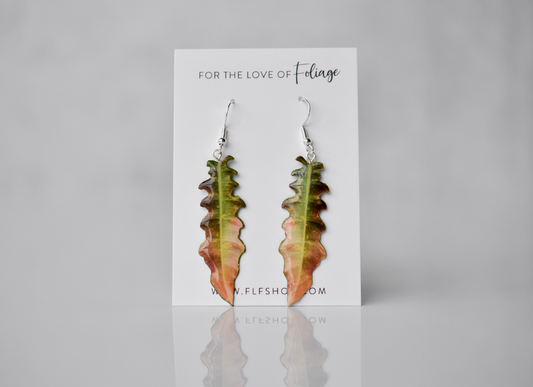 Philodendron "Ring of Fire" Plant Earrings | Leaf Earrings