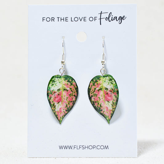 Aglaonema Favonian Plant Earrings | Leaf Earrings