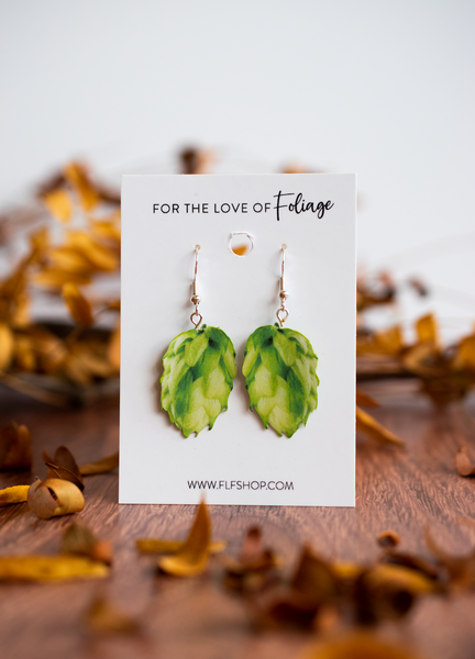 Hops Cone Plant Earrings | Leaf Earrings | Beer Lover Earrings