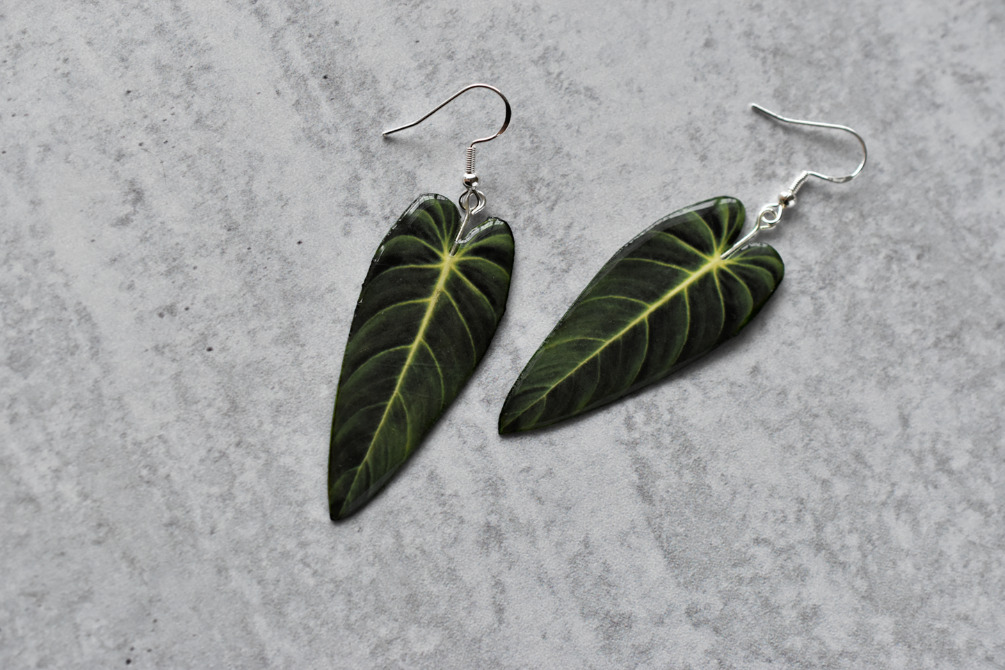 Products Philodendron Melanochrysum || Handmade Leaf Earrings || Plant Earrings || Sterling Silver Earrings