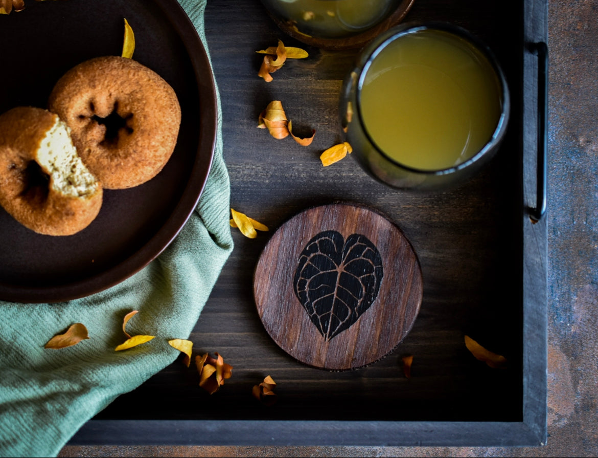Painted Wooden Anthurium Clarinervium Coasters