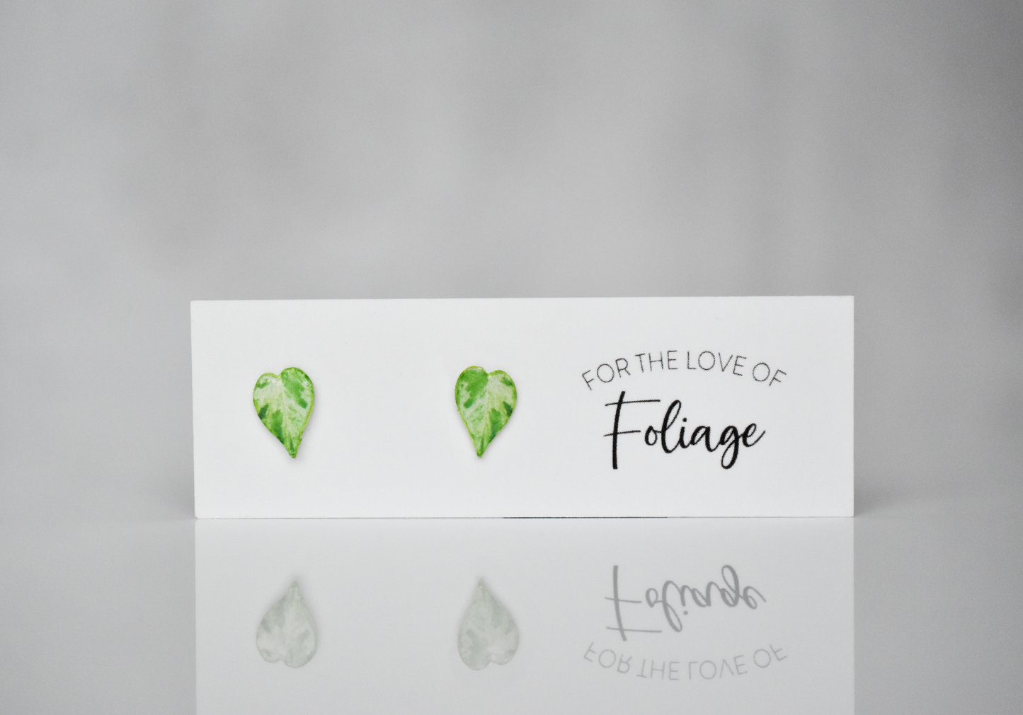 Variegated Heartleaf Philodendron Stud Earrings | Leaf Earrings