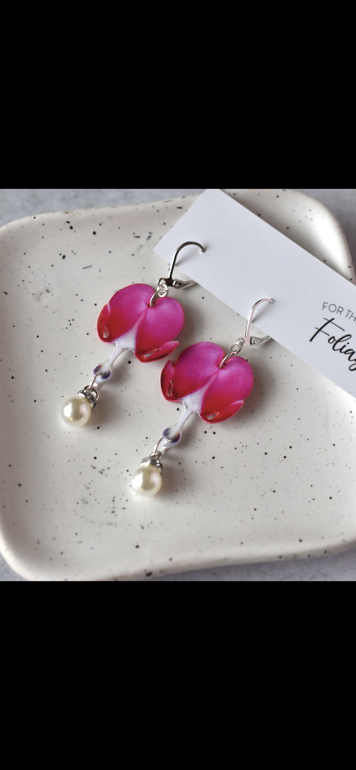Bleeding Heart Plant Earrings