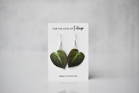 Philodendron El Choco Red || Handmade Leaf Earrings || Plant Earrings || Sterling Silver Earrings