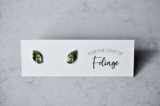 White Fusion Stud Earrings | Leaf Earrings