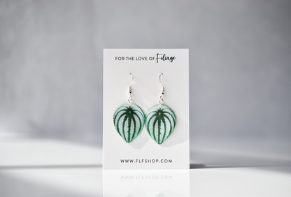 Watermelon Peperomia Plant Earrings | Leaf Earrings